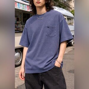 Rare Vintage 1996 Camel Blue Textured Pocket Tee Made USA XL Cotton Blend